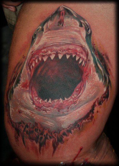 Stevie Monie -  Great White Shark Tattoo
